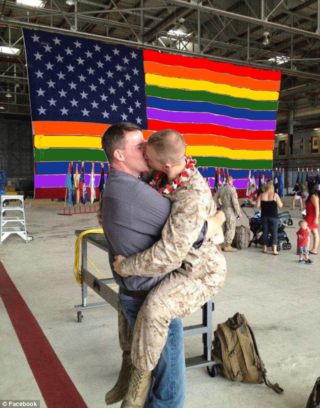 Perverted Marines Kiss celebrating gay pride and the repeal of don't ask don't tell